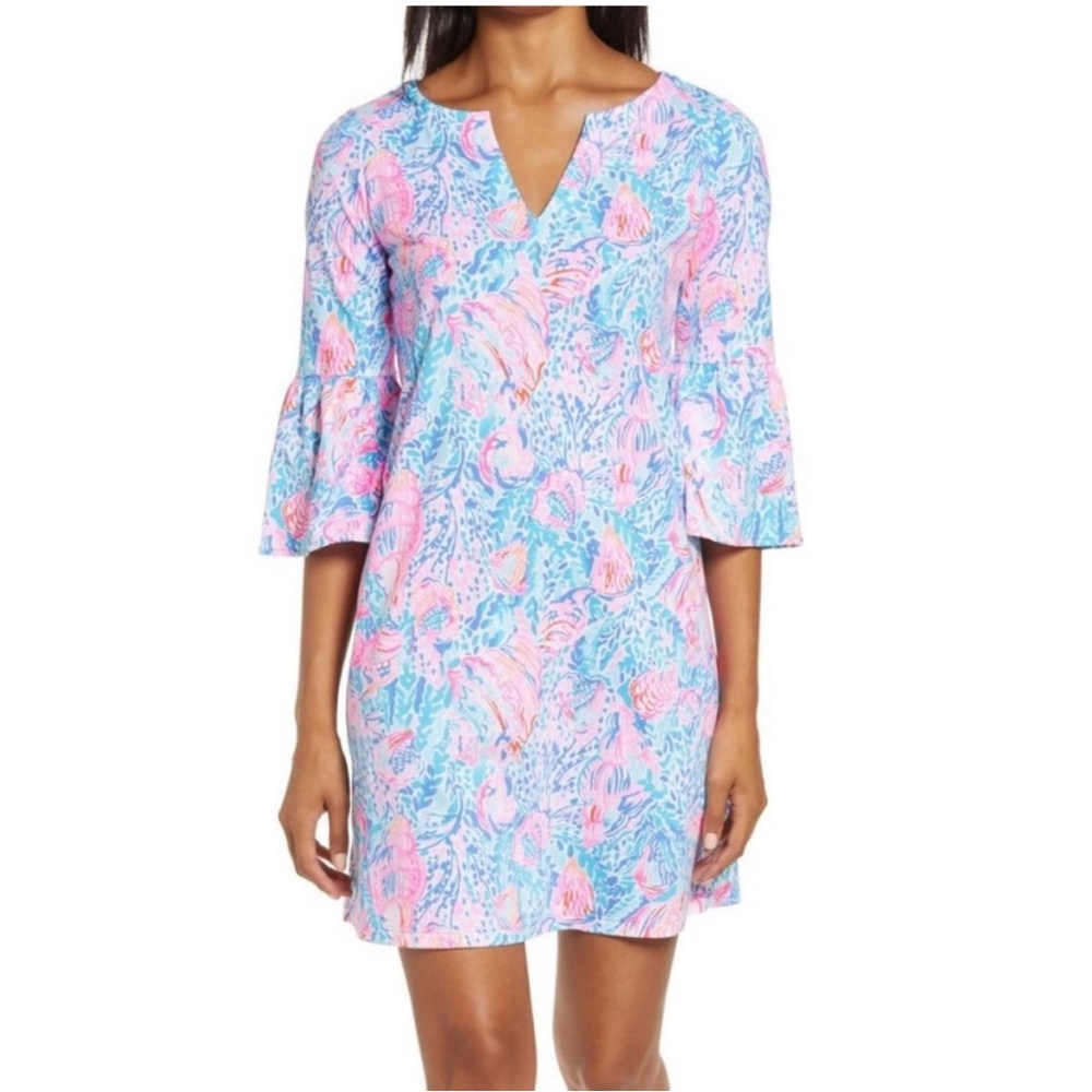 Lilly Pulitzer Tosha Treasure Trove Dress Mini Pink Blue Spring Cotton Seashell